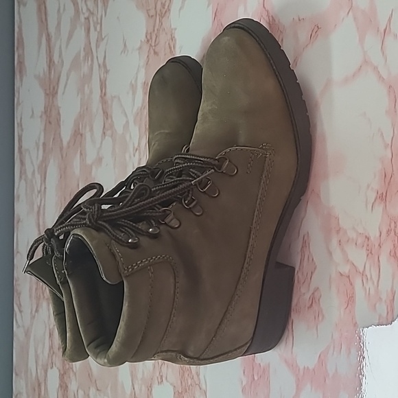 GUC Steve Madden Gantra Olive Green Leather Lace-Up Boots Sz 8.5M - Picture 4 of 9